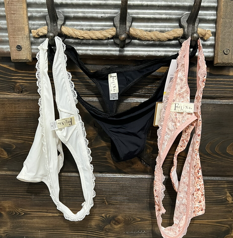 Felina Lingerie 3-Pack Thongs Size L Color Black/White/Multicolor