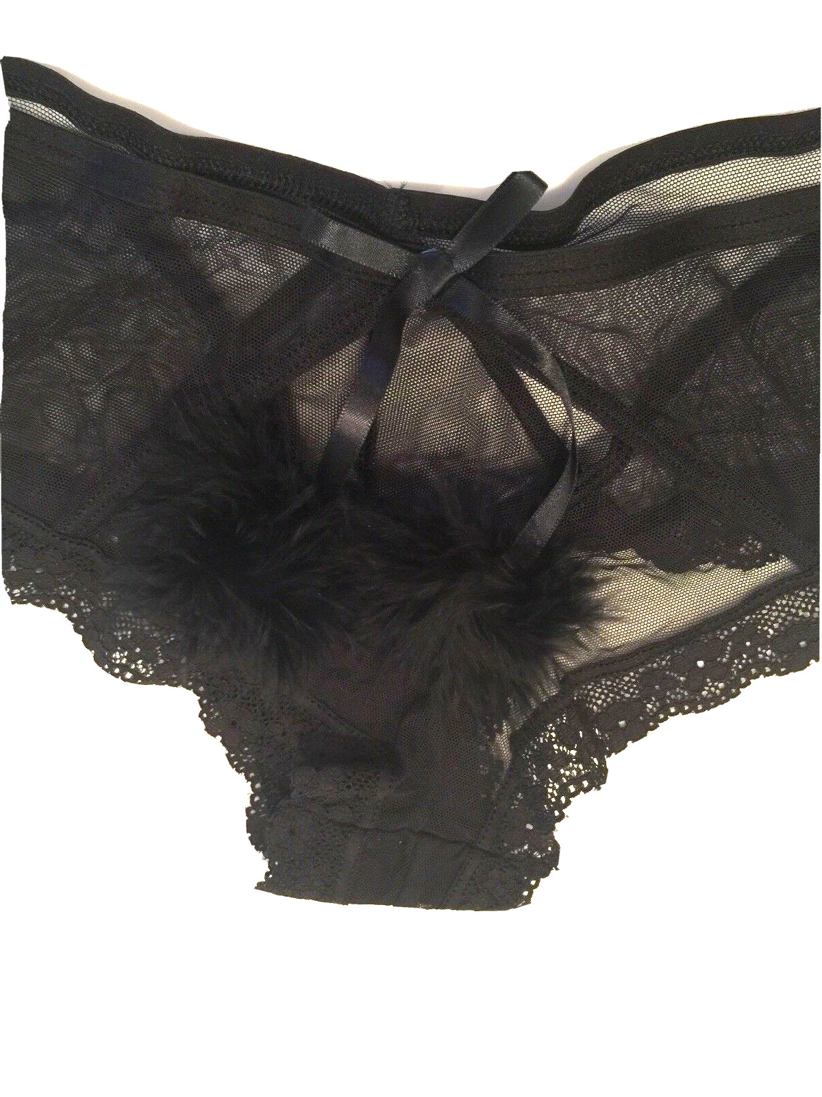 Victorias Secret Black Pom Pom Cheeky Panty Size L Very Sexy Bombshell Angel NWT
