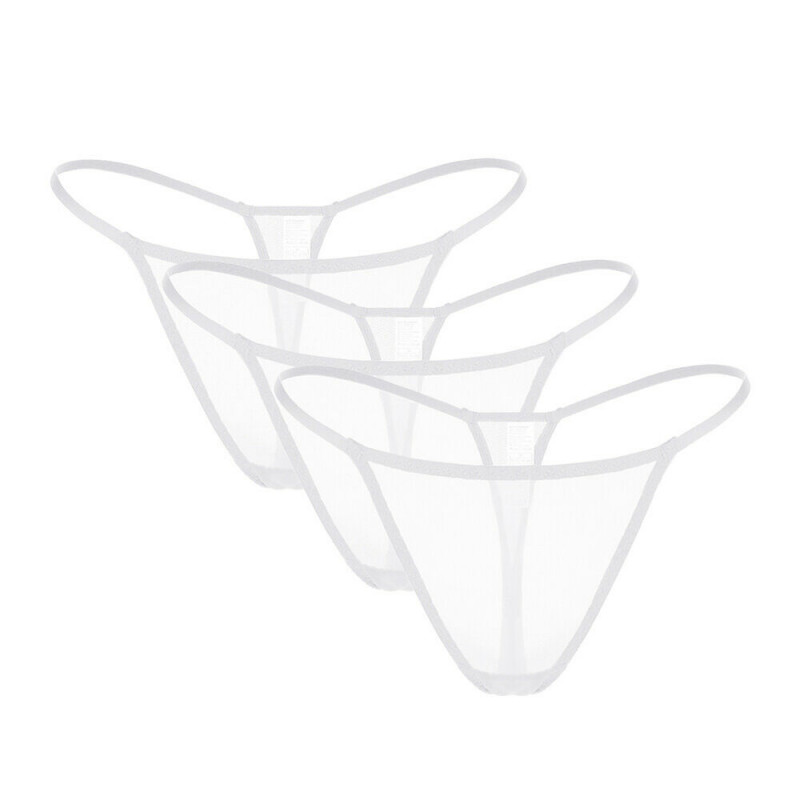 Sheer Mesh Bikini Panties 3 Pack Sexy See-through Low Rise Thongs