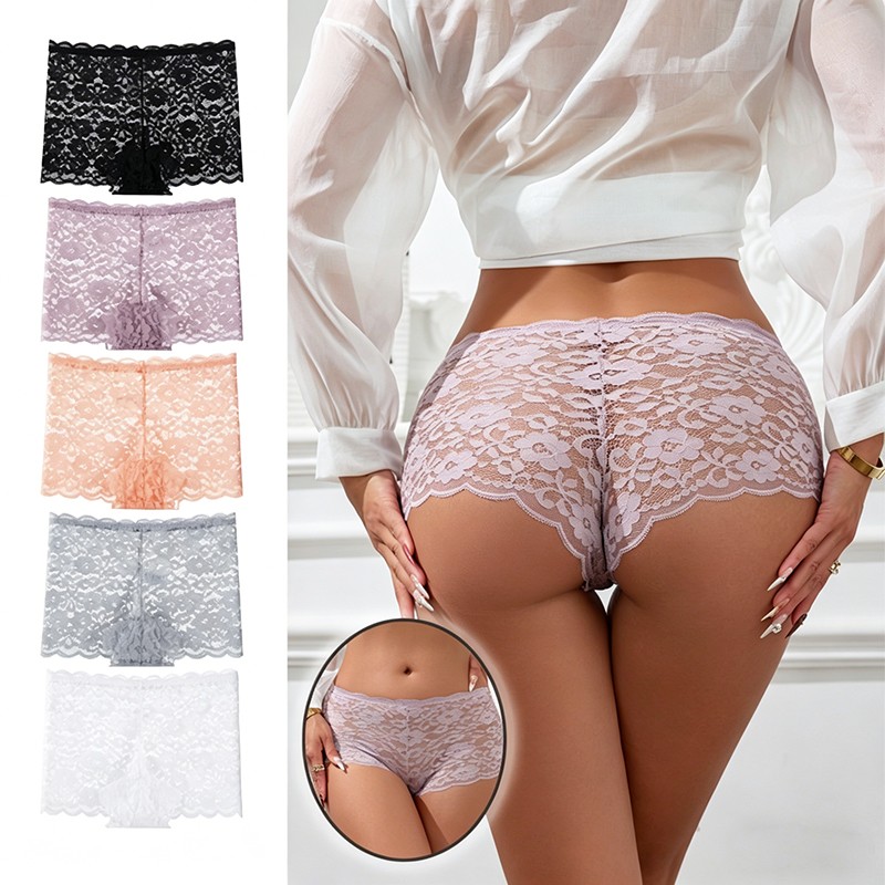 5 Pack Lot Sexy Womens Lace Panties Boyshorts Underwear French Ladies Lingeries