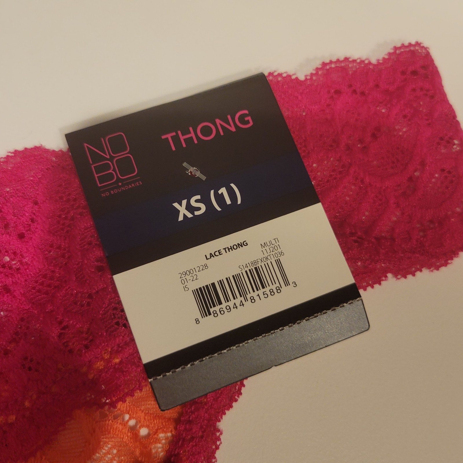 Cotton Spandex pink & orange lace thong underwear XS sz 1 BNWT