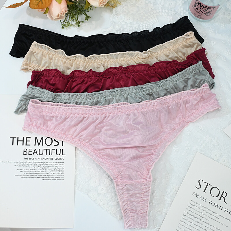 5 Pcs Lot Sexy Ladies Womens Satin Panties Underwear Bikini Thong Brief Lingerie