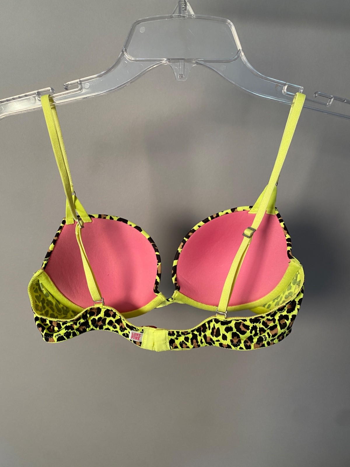 Victoria’s Secret Vintage LEOPARD “PINK LINE” Padded Demi Bra 34B NWOT