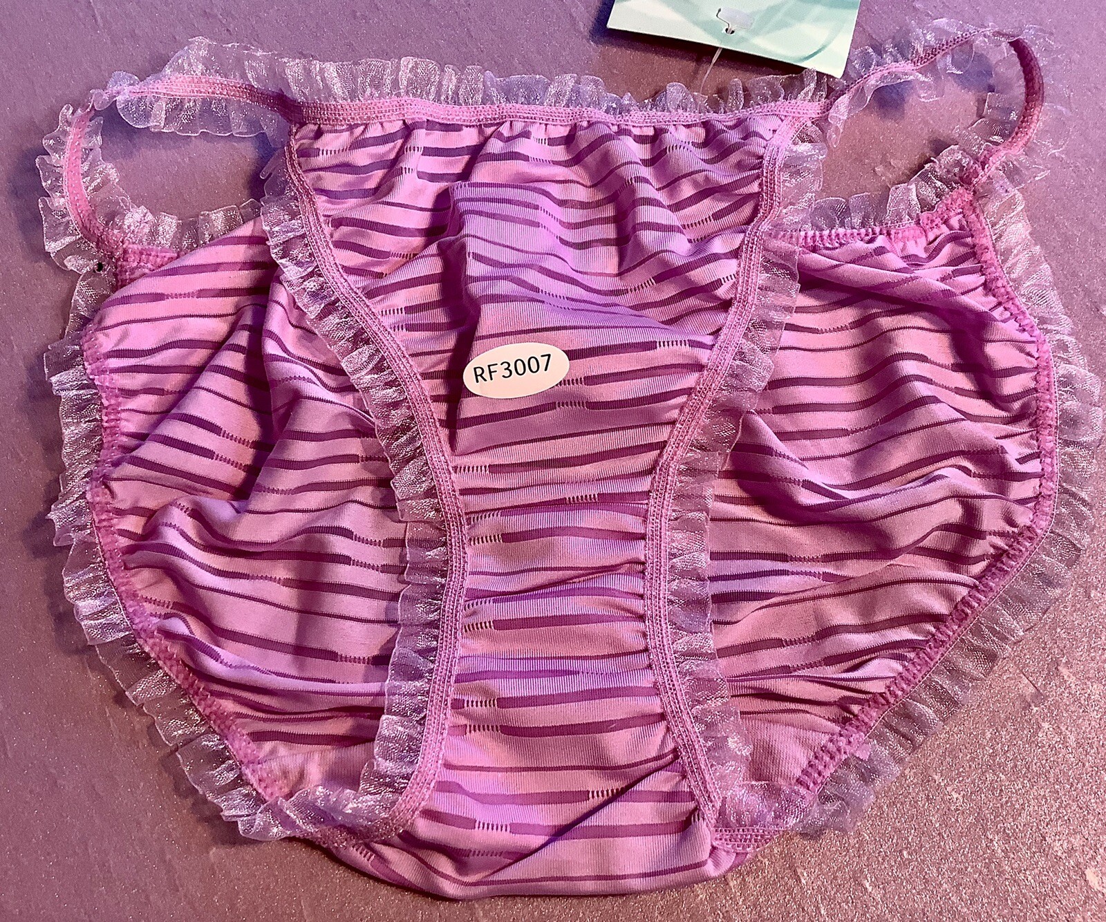 Women Panties Bikinis CAPRICIA O’DARE size M/6 Striped Transparent W/decoration