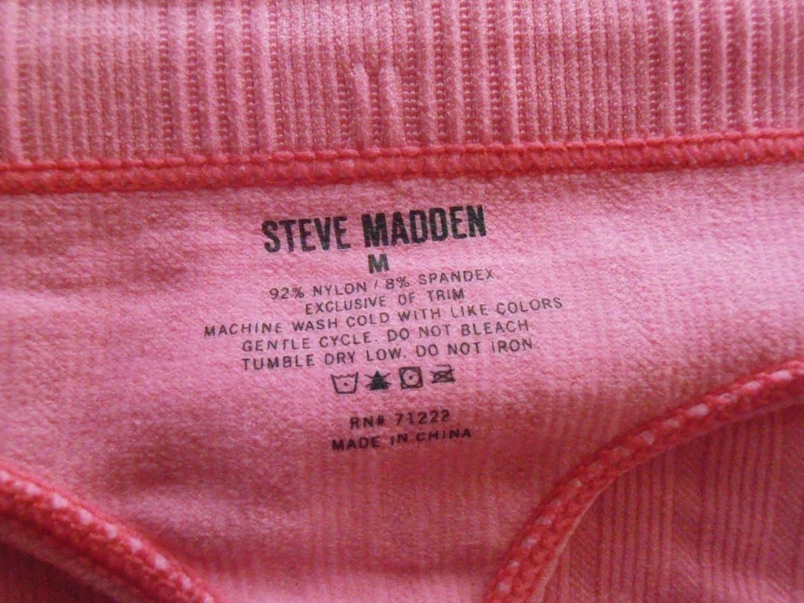 Steve Madden Women’s M Pink 92%Nylon/8%Spandex Thong NWT Made In China Washable