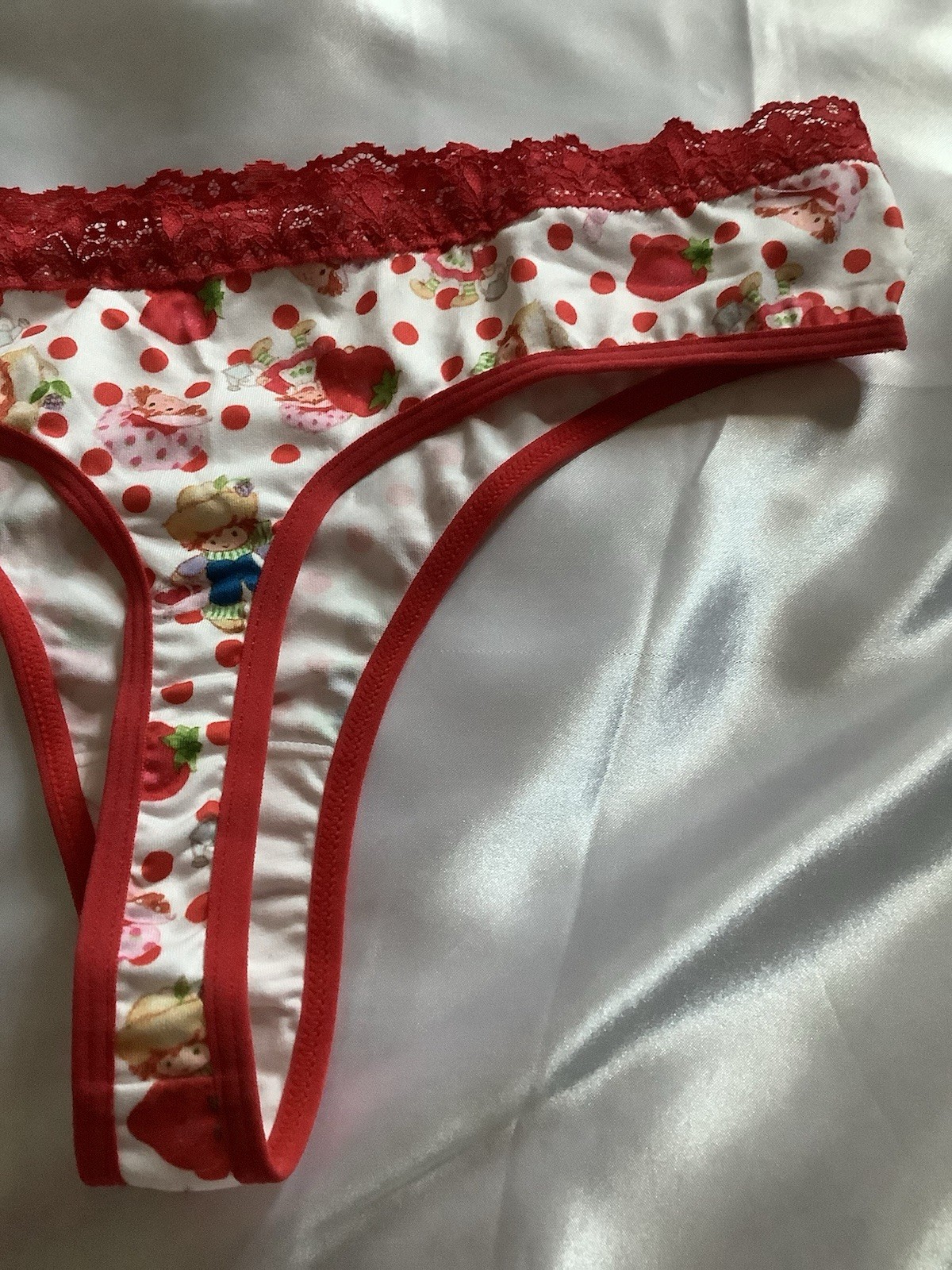 Women’s Teens Strawberry Shortcake Red Pink Kawaii Thong Panties 2pk Large