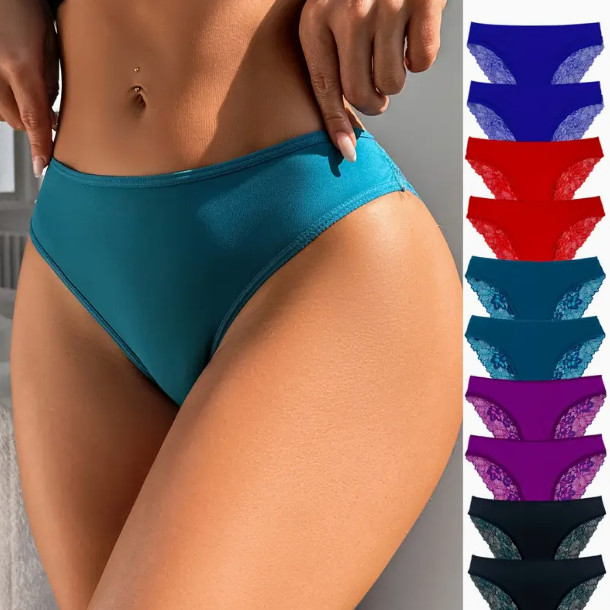 5 Pack Nylon & Lace Hipster Cheeky Panty Hot Sexy Naughty Fun Flirty Size XL 🔥