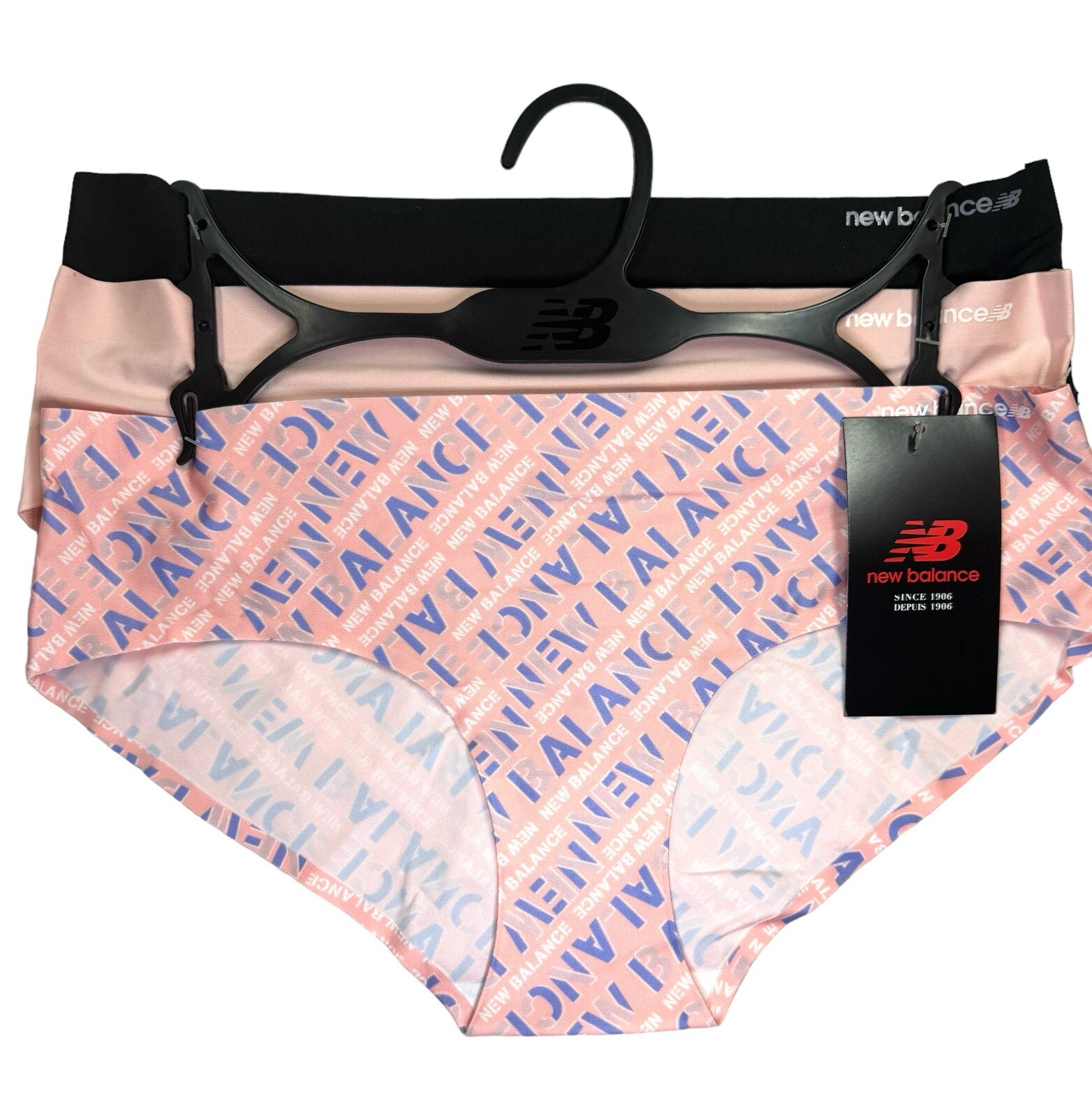 NEW BALANCE Athletics 3-Pair Bikini Panty Underwear LOGO Black Pink Women Size S