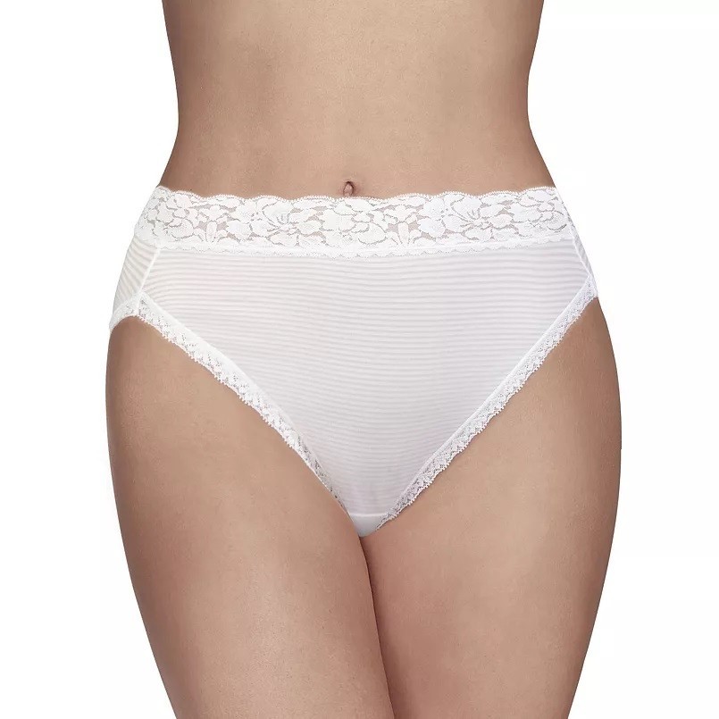 New 2 Pairs Vanity Fair Flattering Lace White & Raspberry Panties Size 9 2XL NWT