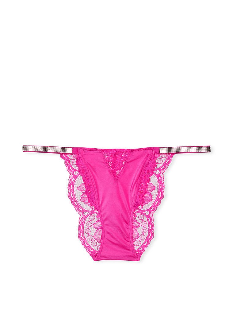VICTORIA’S SECRET MICRO LACE SHINE STRAP CHEEKINI CHEEKY PANTY FUCHSIA SIZE XL