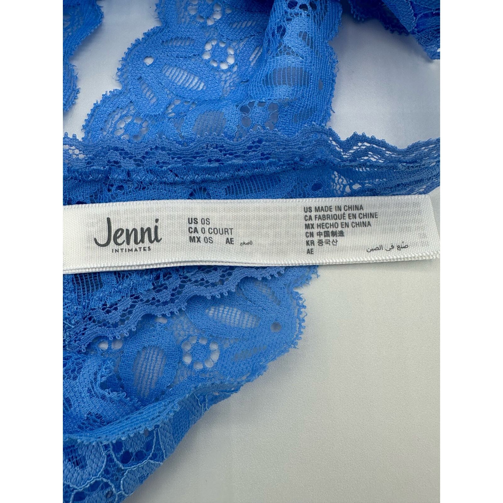 Jenni Plus Women’s Lace Thong Underwear, Blue, O/S S-XXL