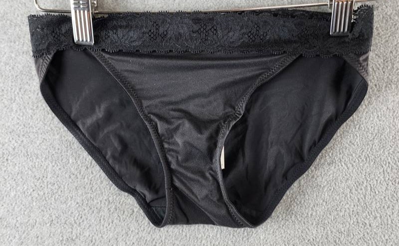 Natori Discreet Bikini Underwear Women XS Black Solid Elastic Waist Pull On