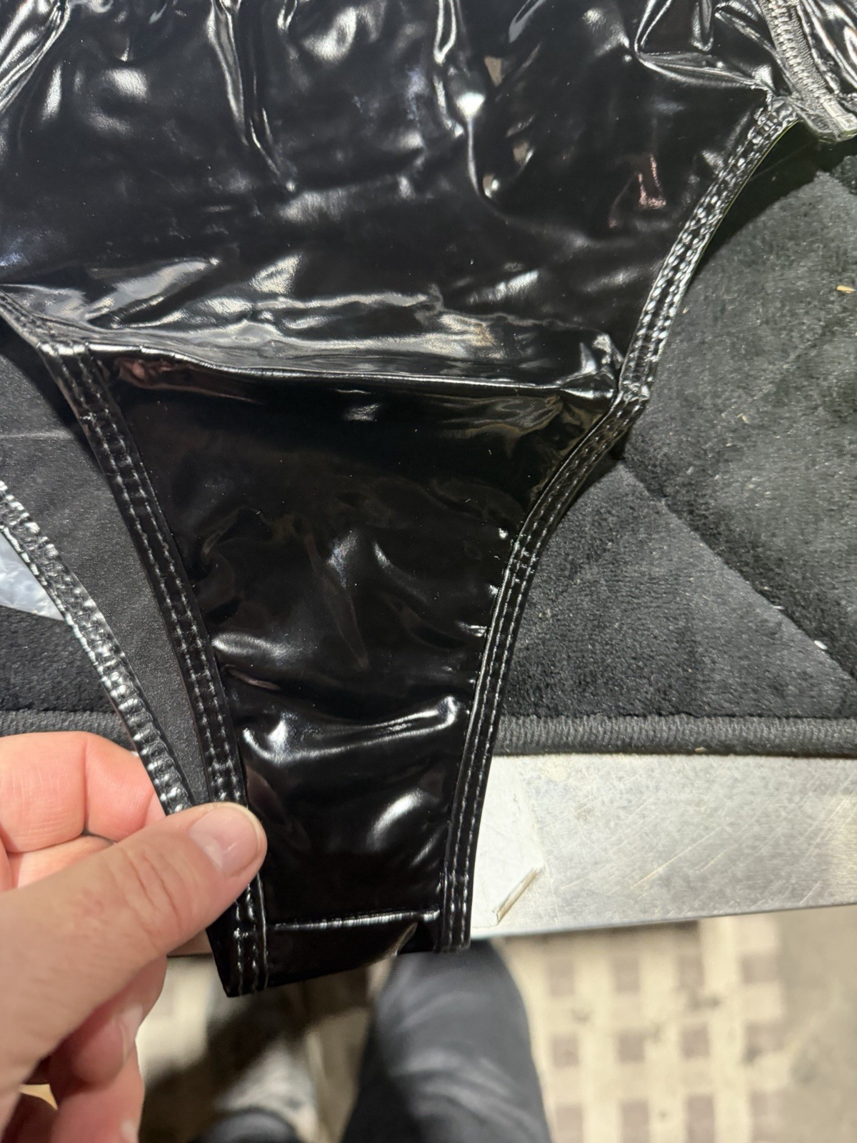 Woman’s High Gloss Sexy Zipper Open Lingerie Underwear Shorts Size XL