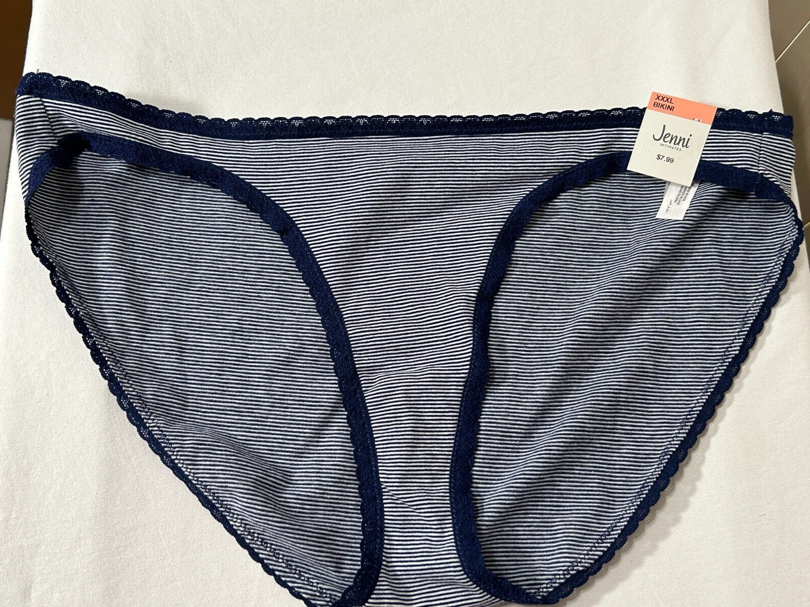 Jenni Womens Bikini Underwear XXXL Navy Striped Panty 1 Pair 10010134