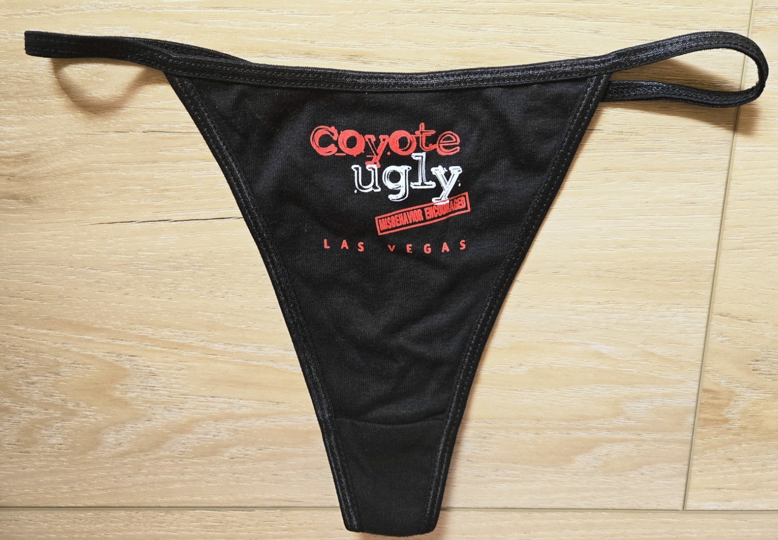 Coyote Ugly Las Vegas Black 100% Soft Cotton Thong String Panties S M L O/S USA