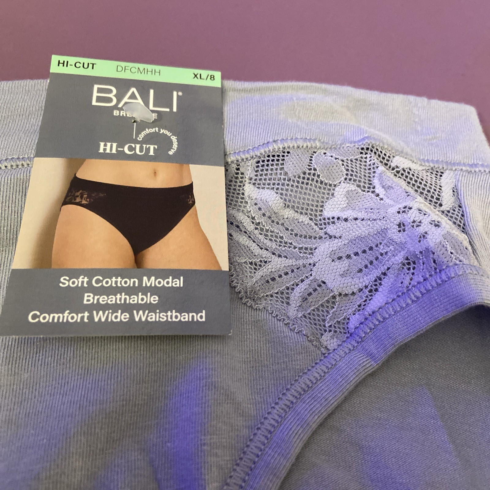 NEW! BALI BLUE-GREY HI-CUT BRIEF / EXTRA LARGE / Size 8