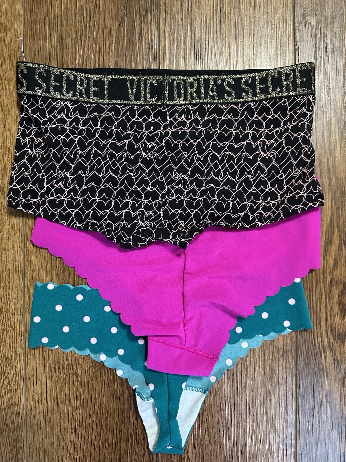 (3) NWT Victoria’s Secret Panties (1 ea Boy Short, Cheeky and Thong) Size Small