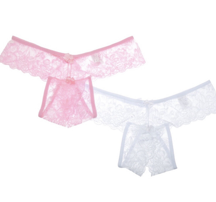 Angelina Lace Crotchless Thongs Size Small