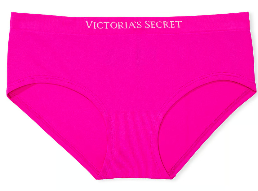 XL Brt HOT Fuchsia Pink Seamless LOGO Victorias Secret Hipster Hiphugger Panty