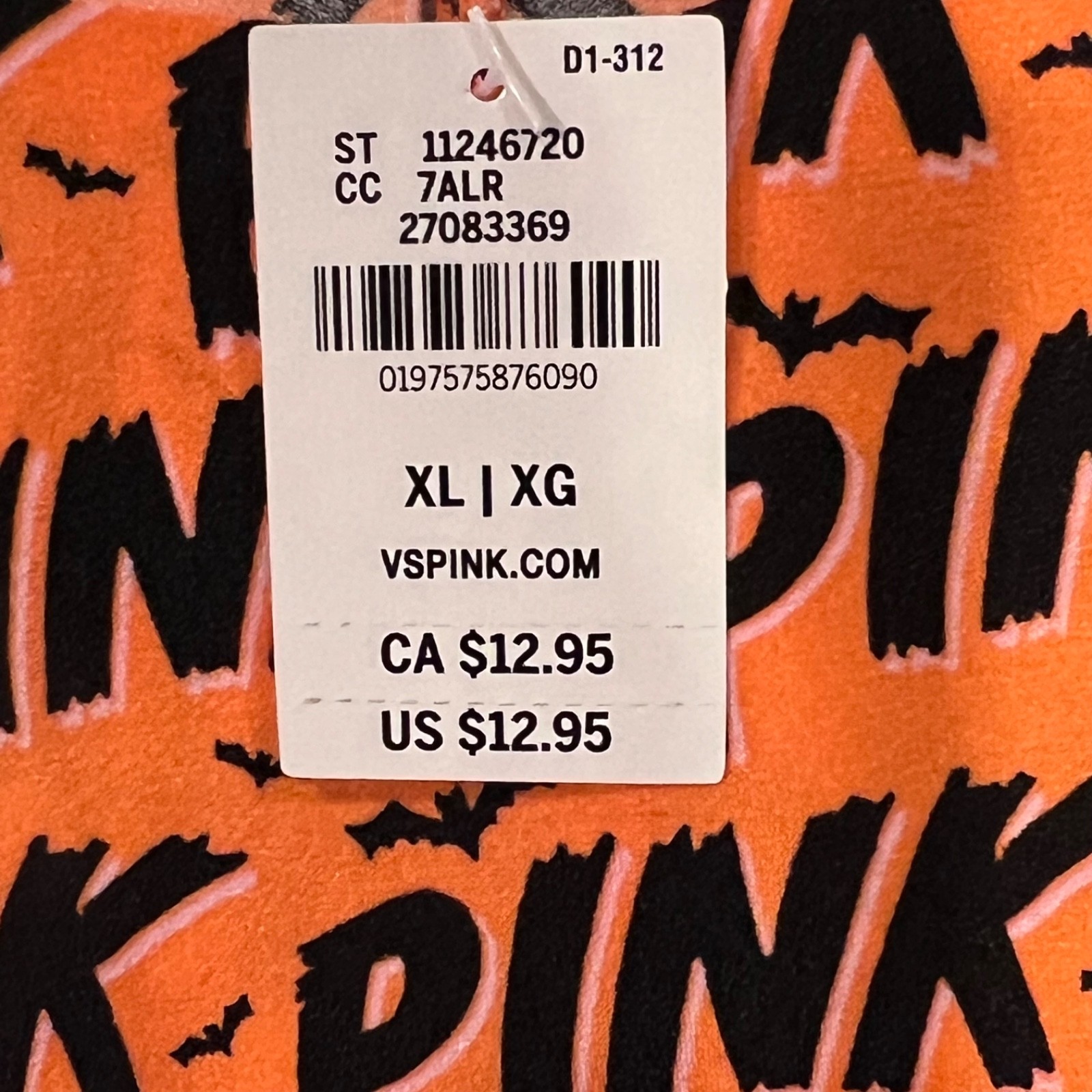 NWT VICTORIA’S SECRET PINK No Show Thong Pantie Sz S-M-L-XL-XXL Orange Bats