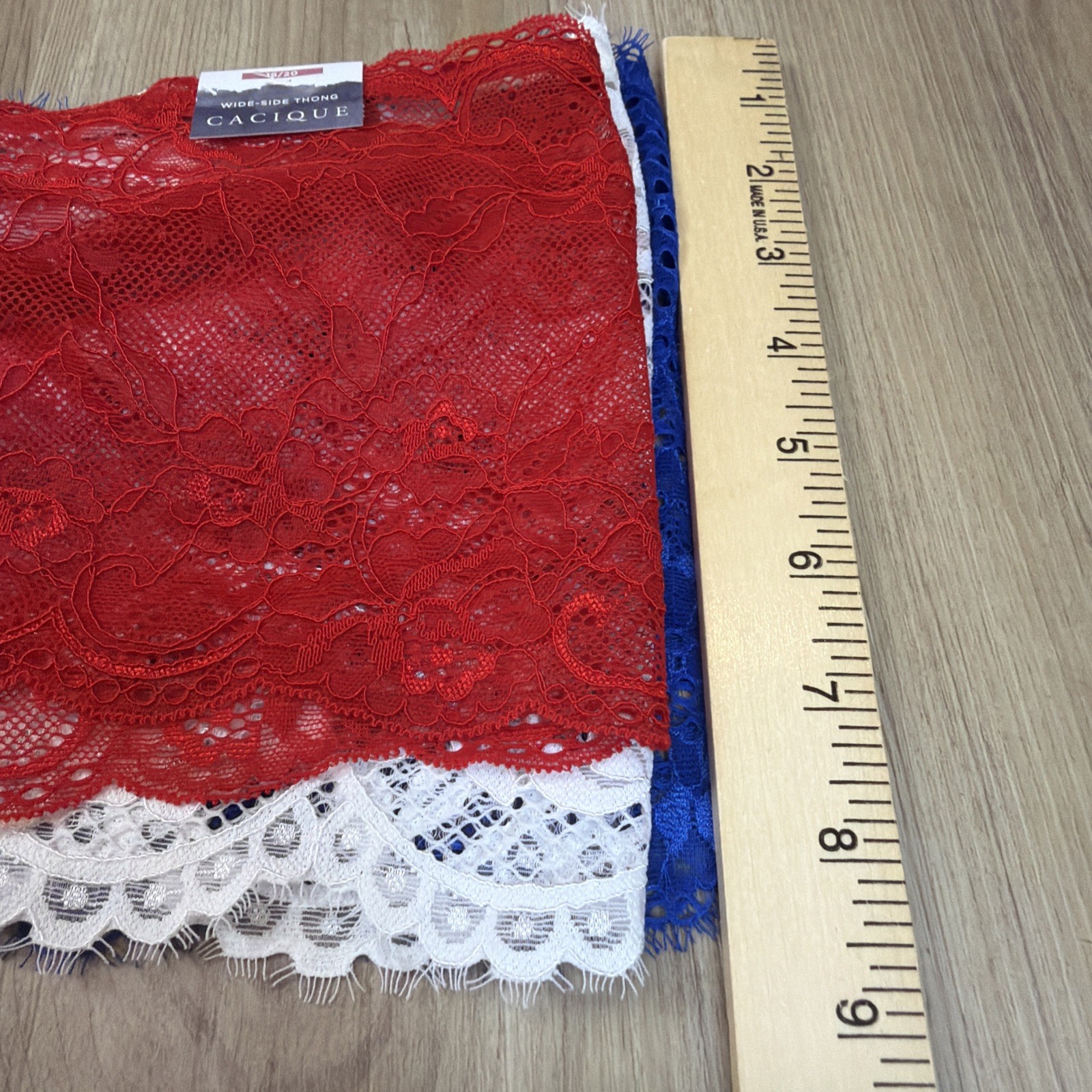Cacique Lace Thong Panties Lot of 3 NWT Plus Size 18/20 Red White Blue