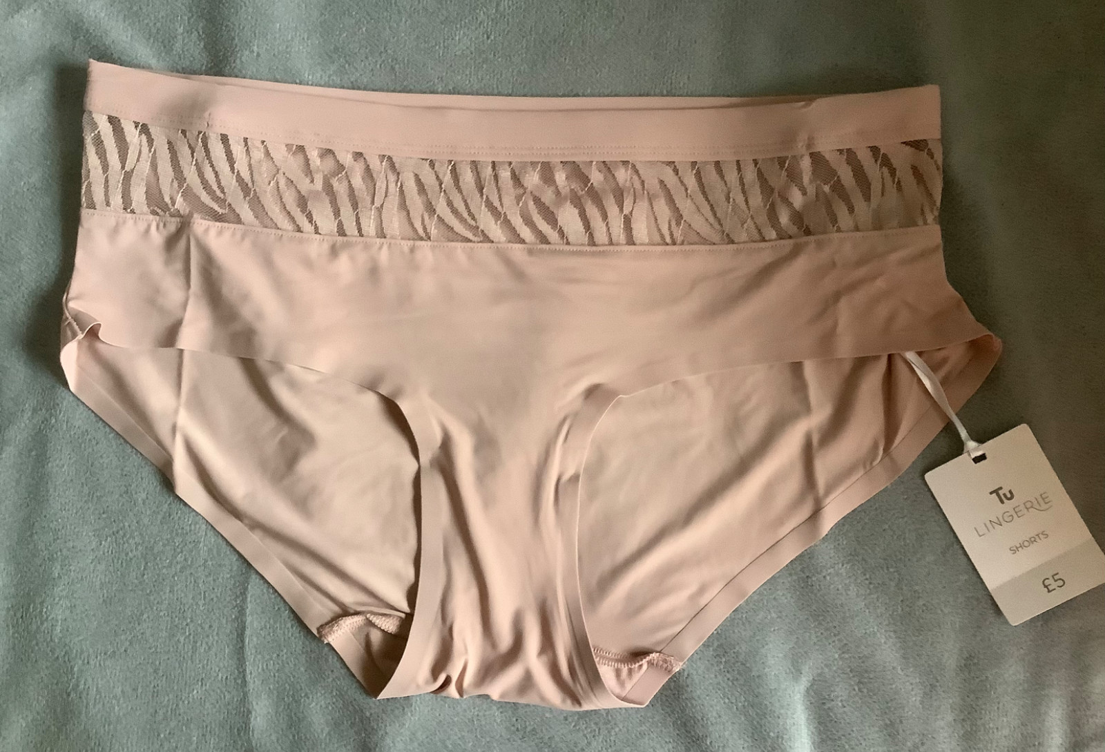 TU -Dusky Pink Satin & Mesh Trim Shorts Style Knickers SIZE 10 – BNWT