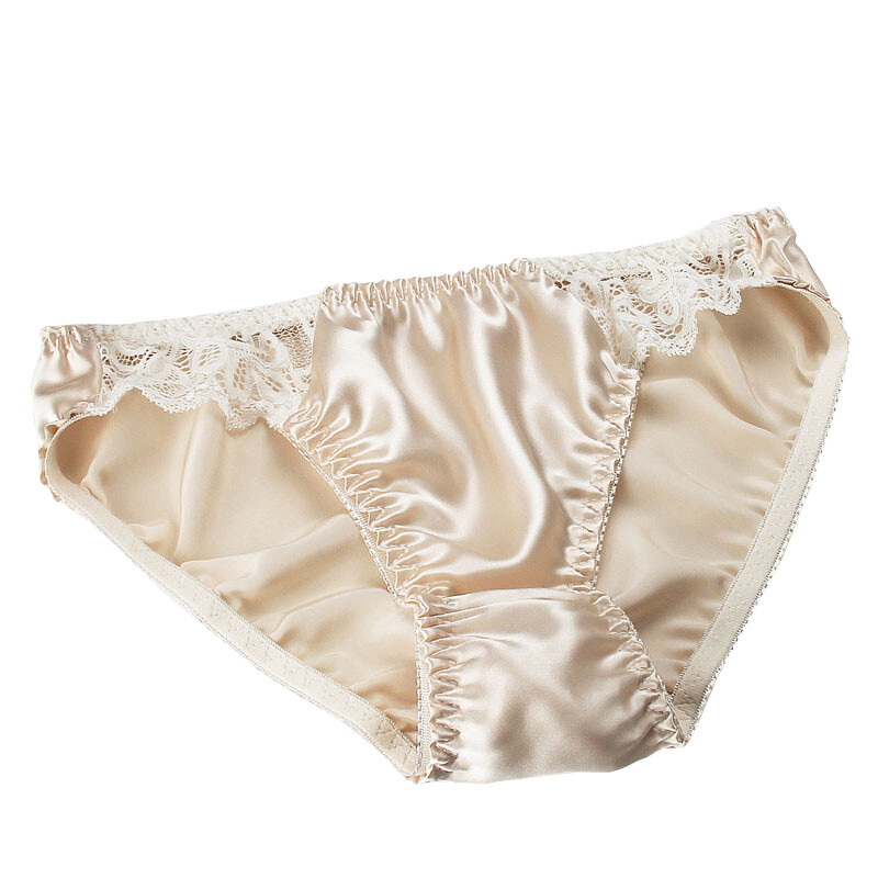 3 Pairs/lot Womens 100% Silk Sexy Panties Bikinis Underwear Knickers High-cut
