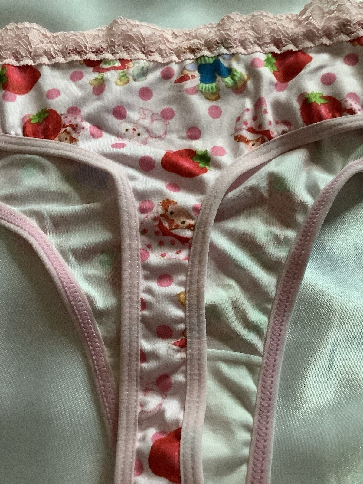 Women’s Teens Strawberry Shortcake Red Pink Kawaii Thong Panties 2pk Large