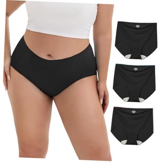 Women’s Plus Size Seamless Underwear High Waisted No Show 4X-Large Plus Black