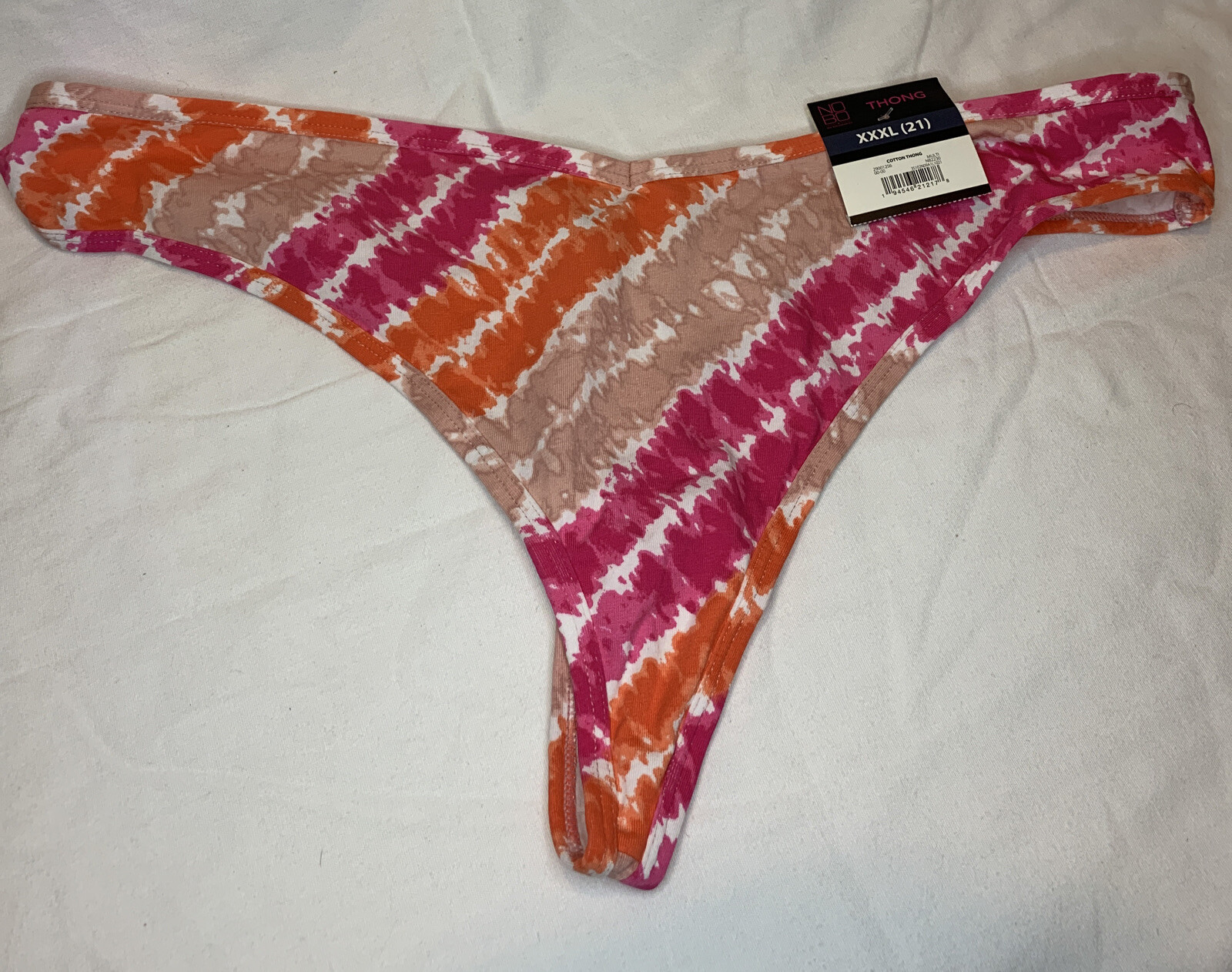 No Boundaries Cotton Thong Size XXXL (21) Multi-Color Orange and Pink Tie-dye