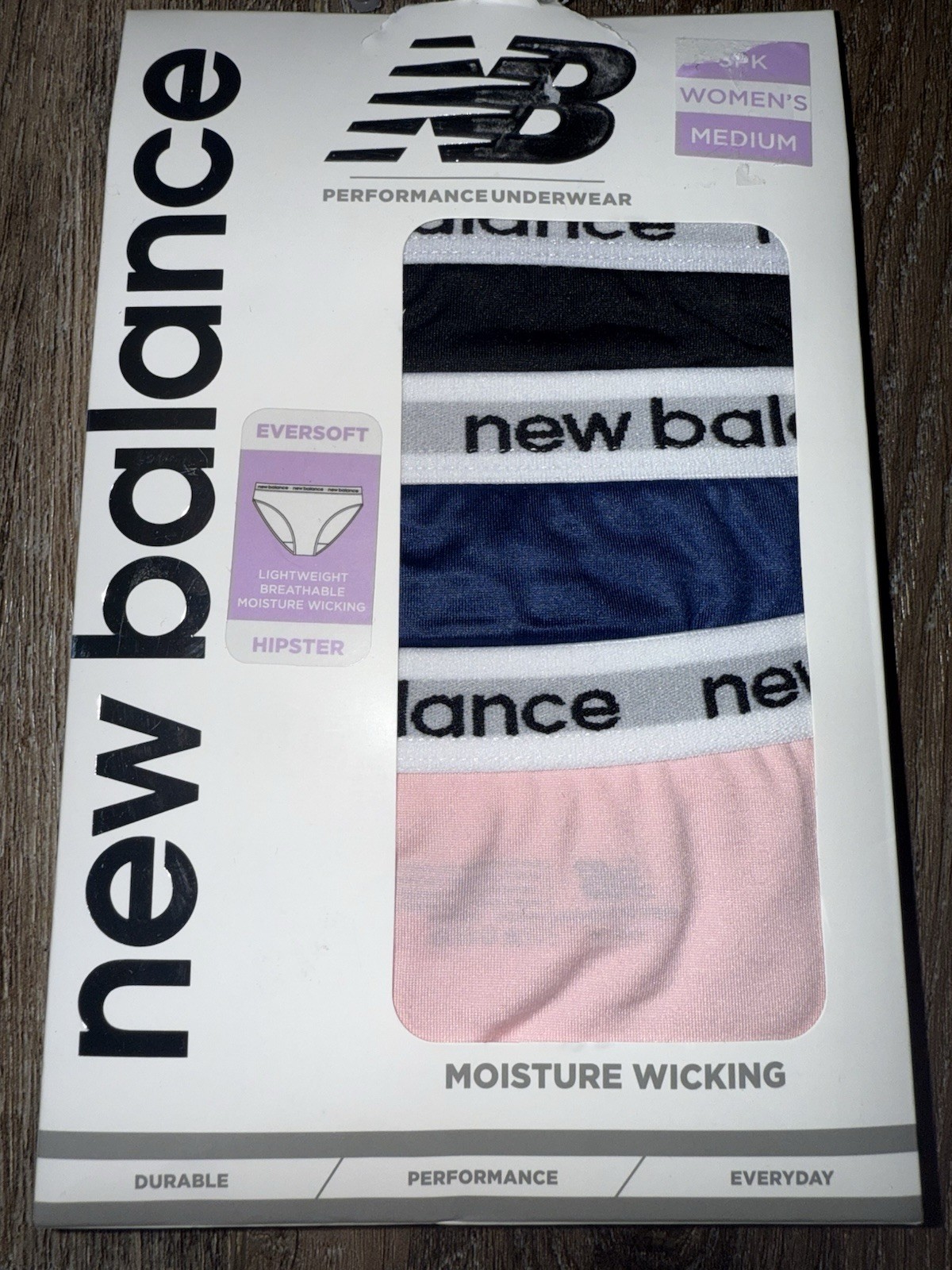 New Balance ~ Womens Hipster Underwear Panties Polyester Blend 3-Pair ~ M