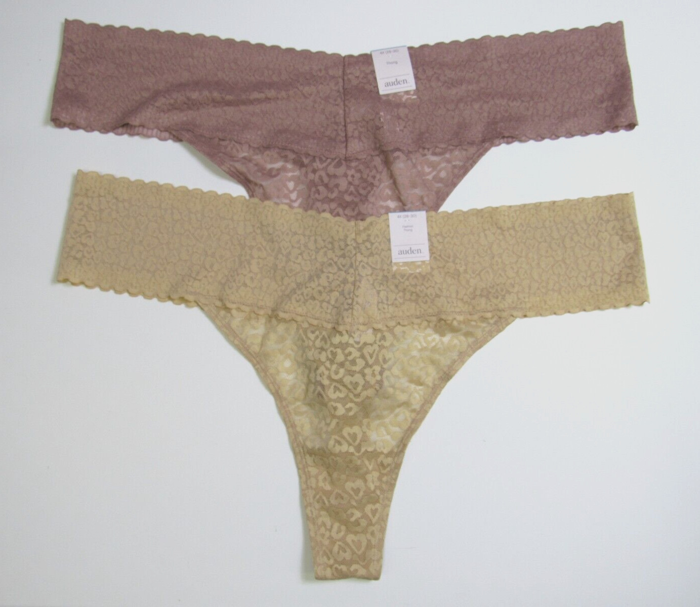 Auden Plus Size Women’s Thong 2 Pack Variety Panty Underwear 4X (28-30)
