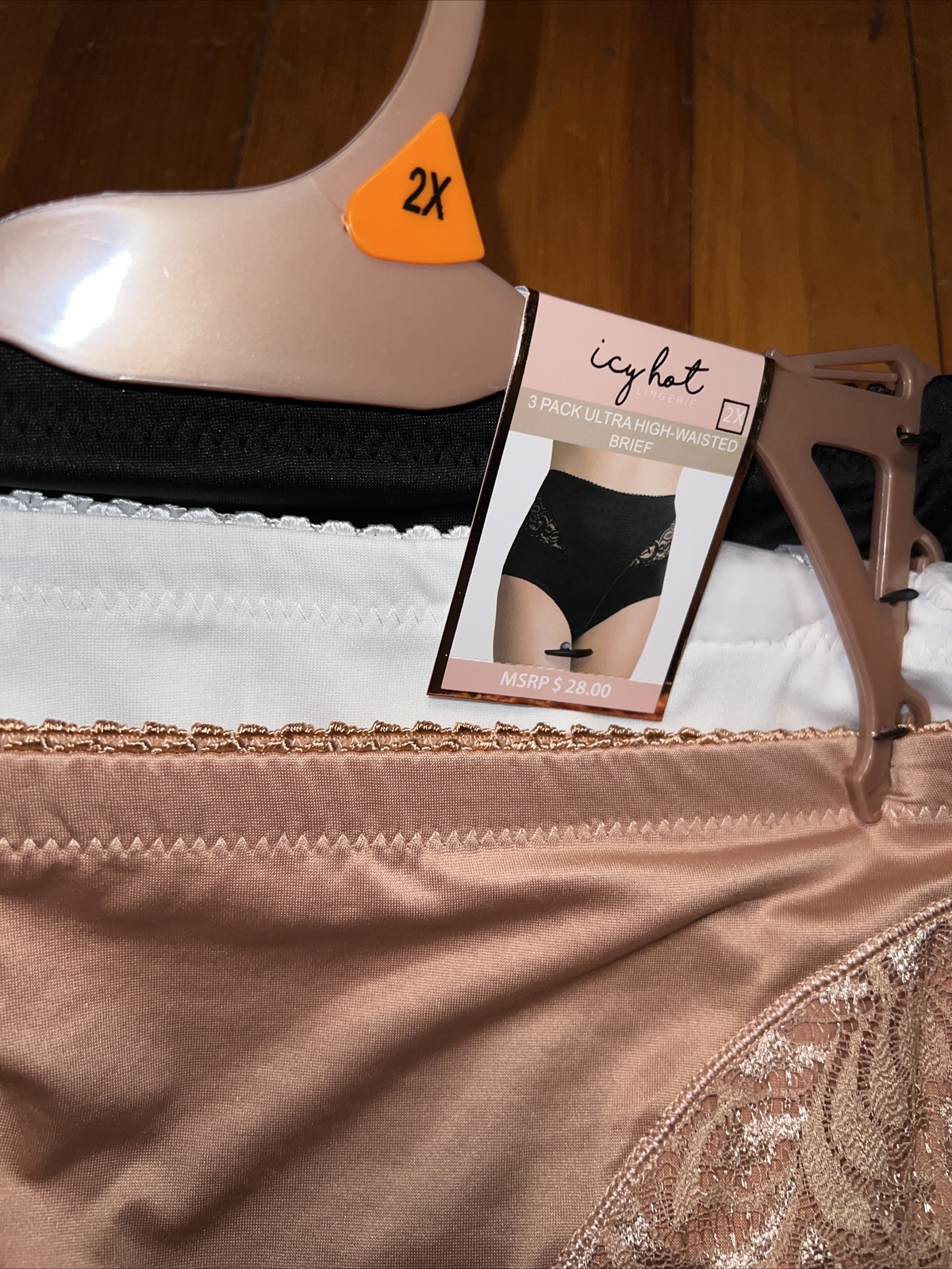 NWT Icy hot 3 pack ULTRA HIGH-WAISTED BRIEFS 2X beige cream black NICE! New~