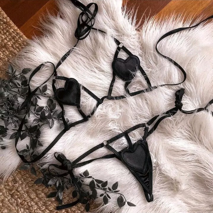 POSTER GRL Professional Heartbreaker Black Lingerie Set Hearts Rave Dolls Kill