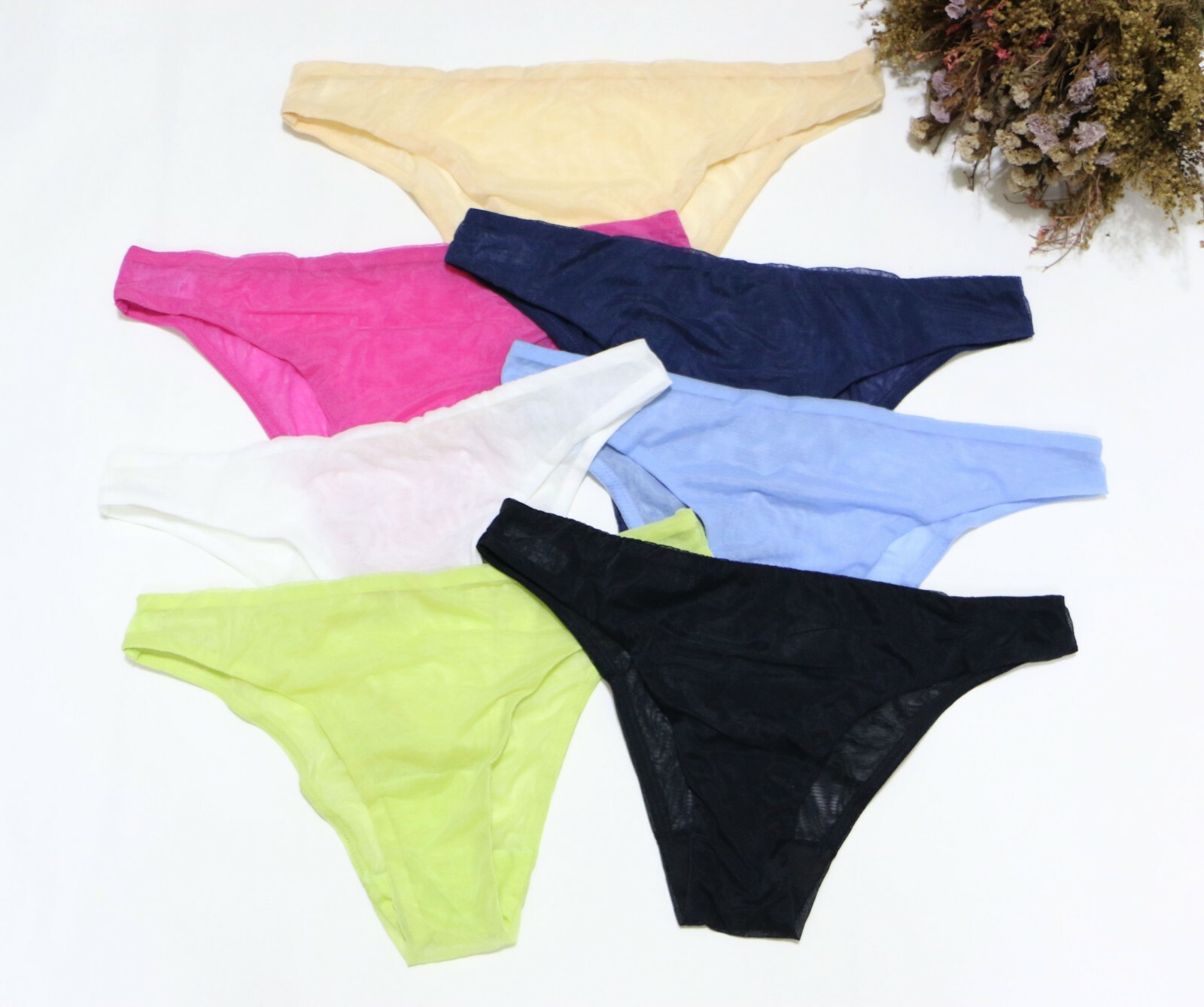 4 Pack Women Sexy Briefs Solid Mesh High Cut underwear Bikini Panties S-M-L-XL