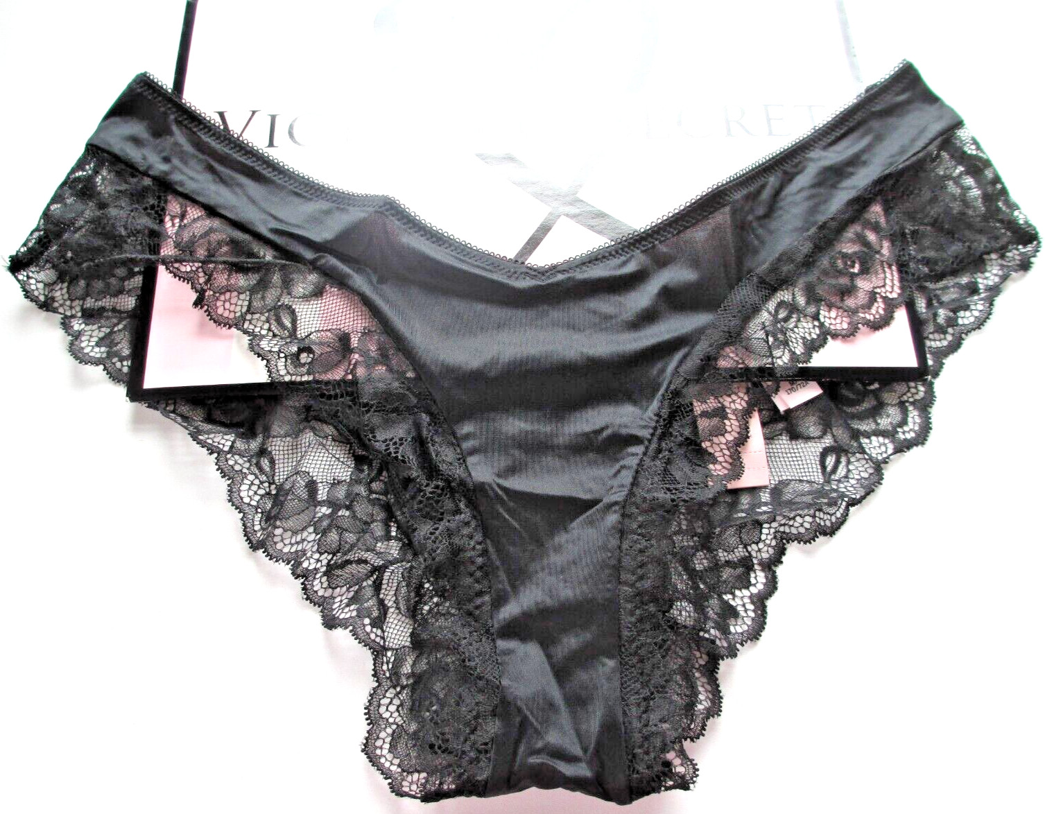 VICTORIA’S SECRET VERY SEXY High Leg Cheeky Panty VS Black Lace Trim S M L XL