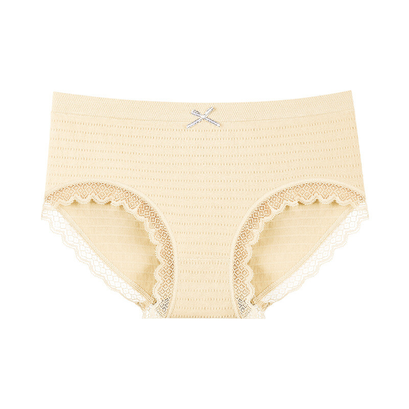Women’s Solid Color Breathable Graphene Skin-Friendly Seamless Mid Waist Panties