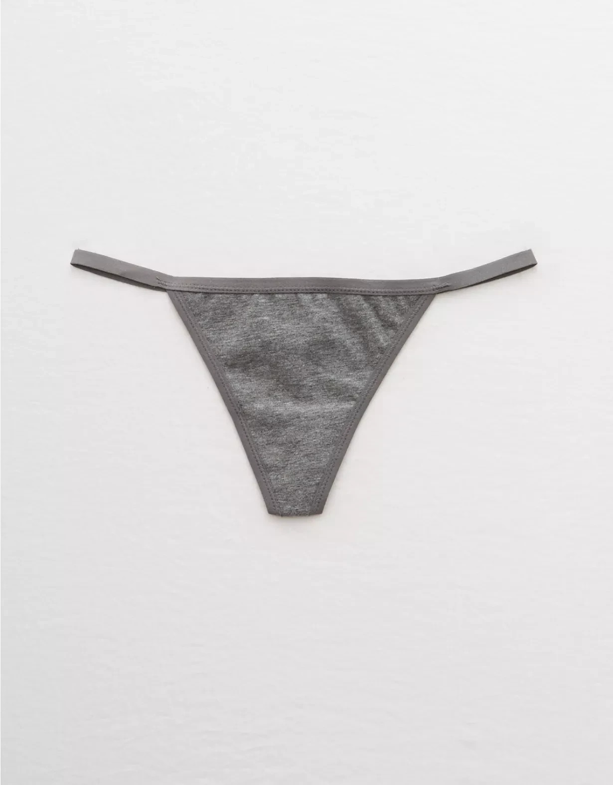 S American Eagle AERIE Cotton String Thong Undies Panties Dark Heather Gray
