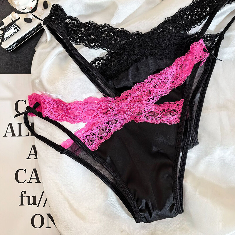 Pack Of 6 Womens Sexy Panties Satin Thong Bikinis Intimate Lace Underwear Briefs