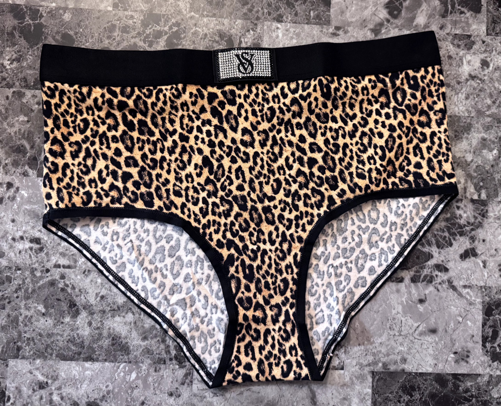 NWT VICTORIA’S SECRET LEOPARD SHINE PATCH THICK BAND HIGH WAIST BRIEF PANTIES