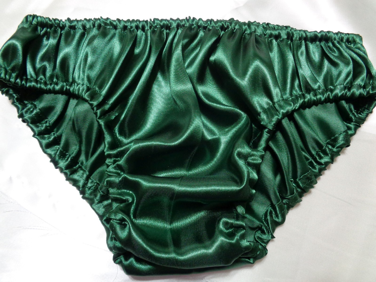 adult sissy dark green frilly men satiny bikini panties bloomer dress-up 34-47