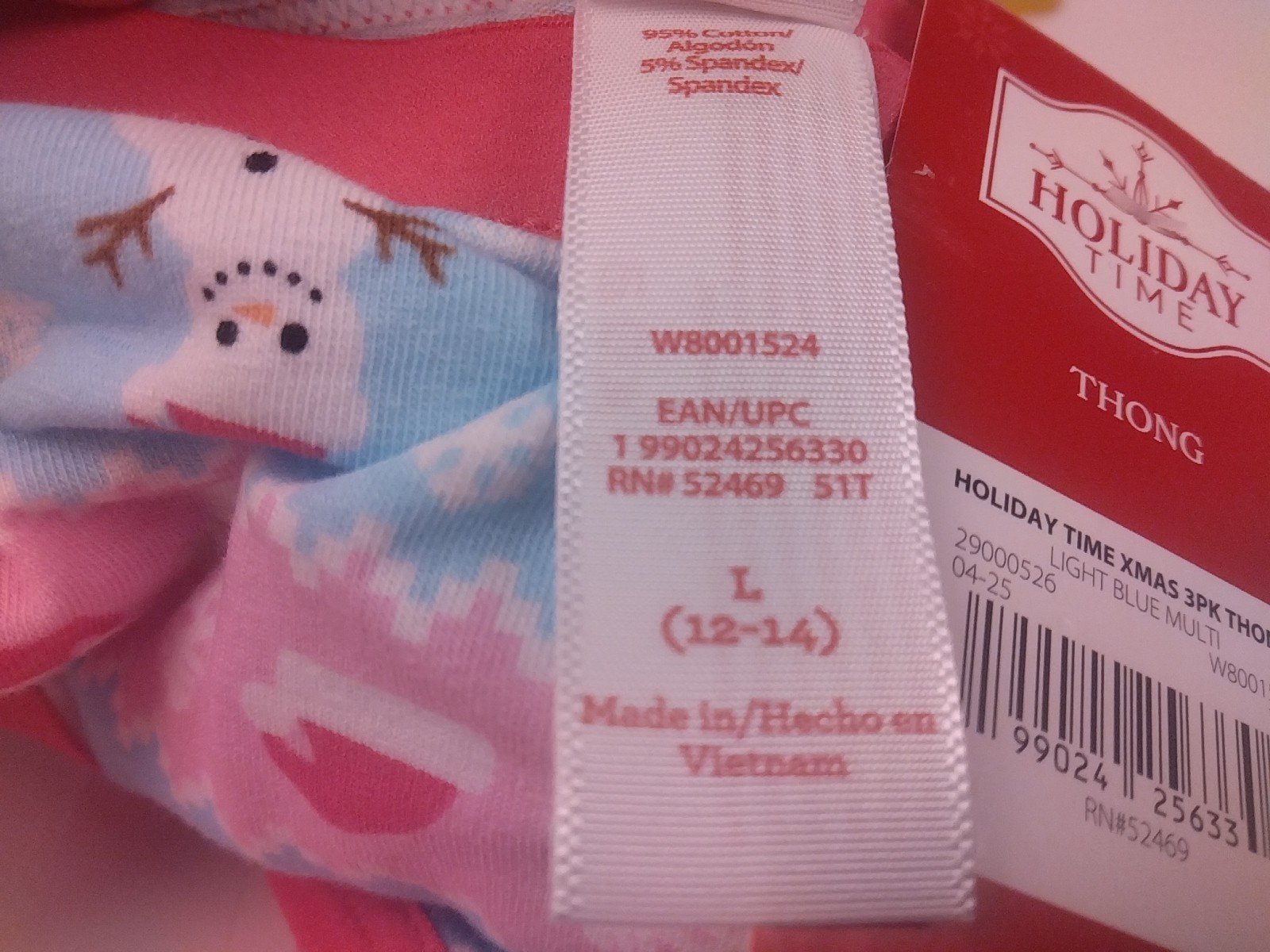 Holiday Time 3 Pack Ladies Christmas Thongs Size L(12-14) – New. (64)