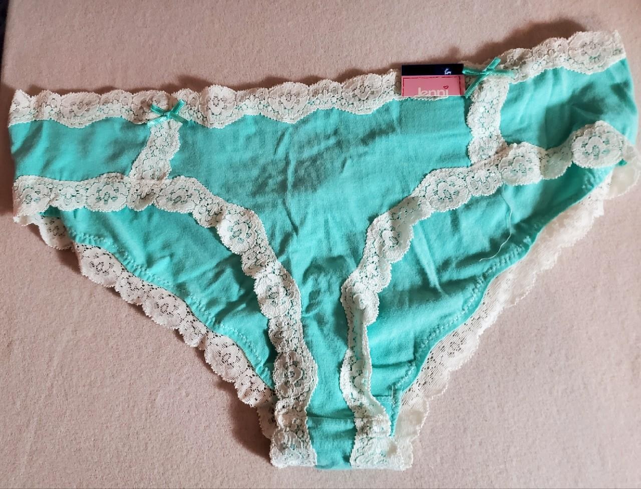 NWT JENNI COTTON SPANDEX HIPSTER PANTIES LACE WAISTBAND MINT 916N06G246 XL