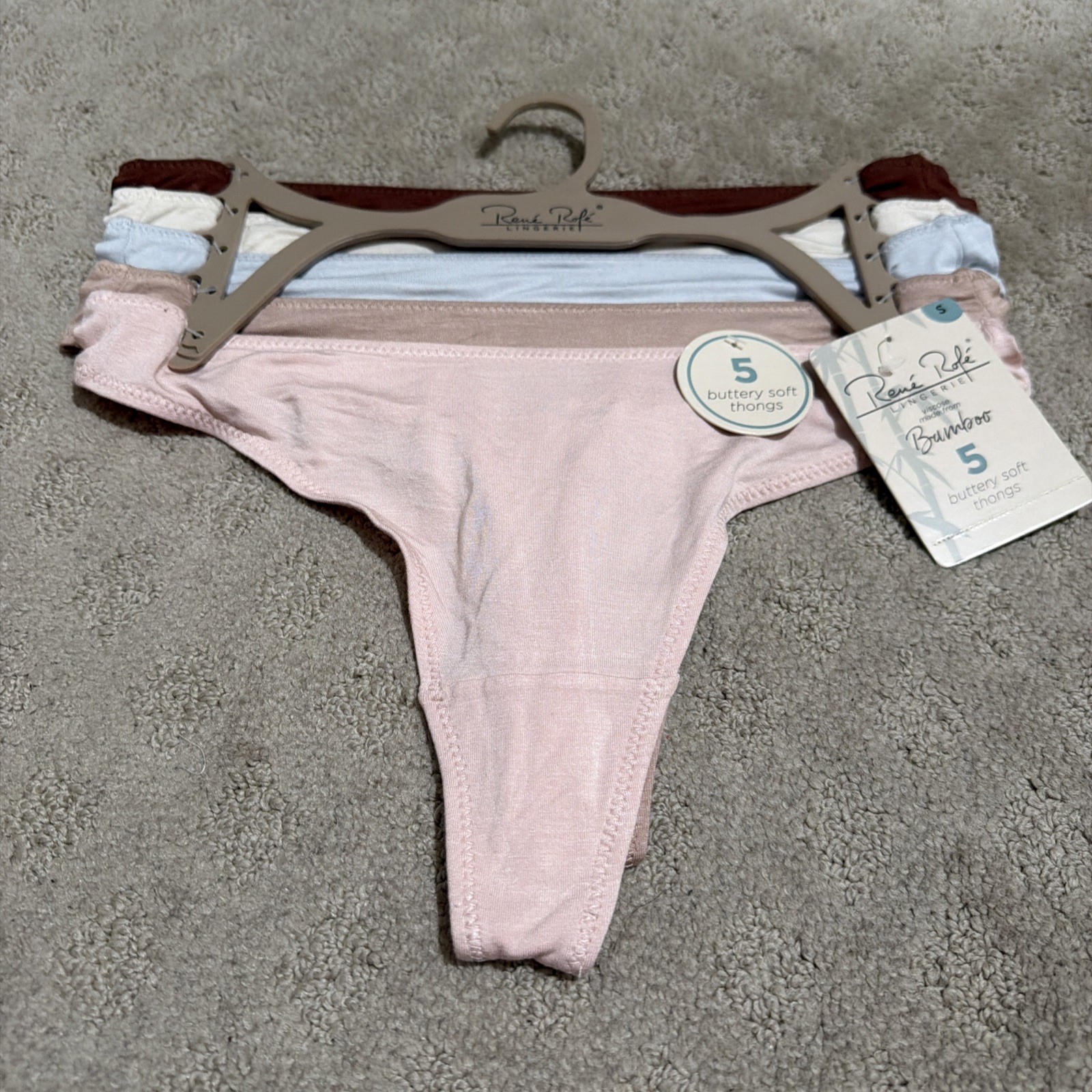 Rene Rofe 5pk Multicolor Buttery Soft Bamboo Thongs Underwear. Sz S. NWT!!!