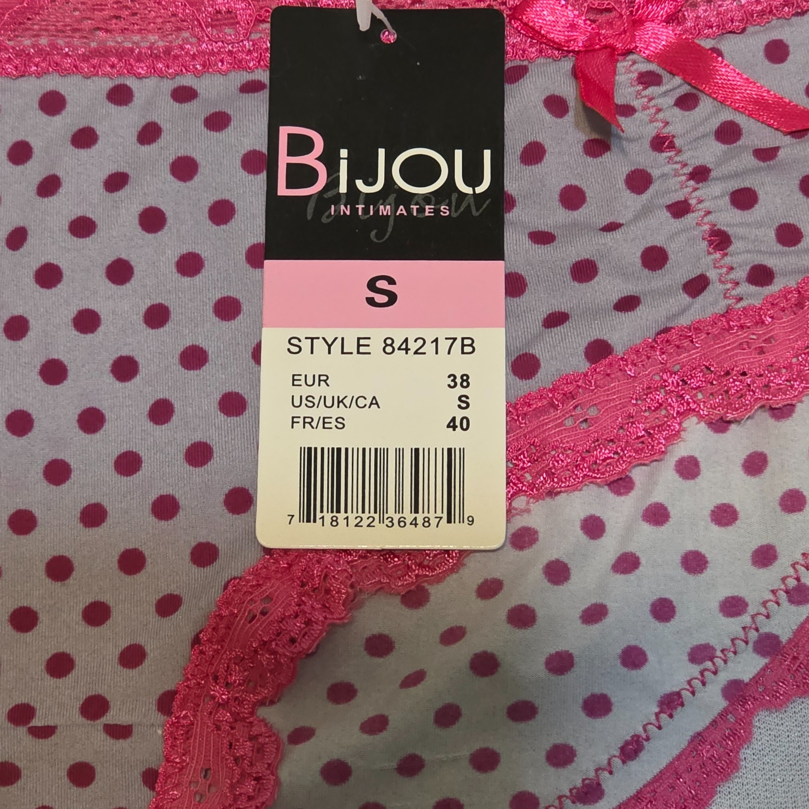 Bijou Intimates Pink Polka Dot Bikini Panties Underwear Size Small NWT