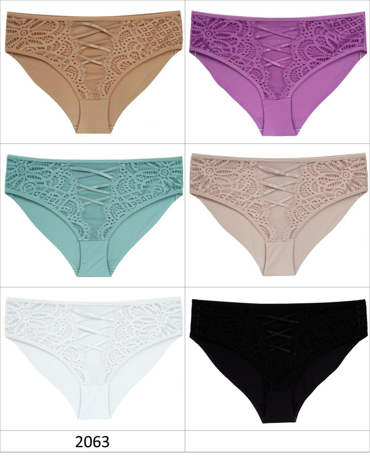 6 Pack Women Lace Panties Laser Cut Bikini Underwear Brief M L XL 2XL 3XL 2063