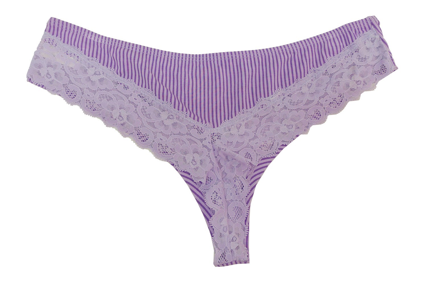 Willow Bay Lavendula Stripe Lace Back Thong Panties Ladies Large
