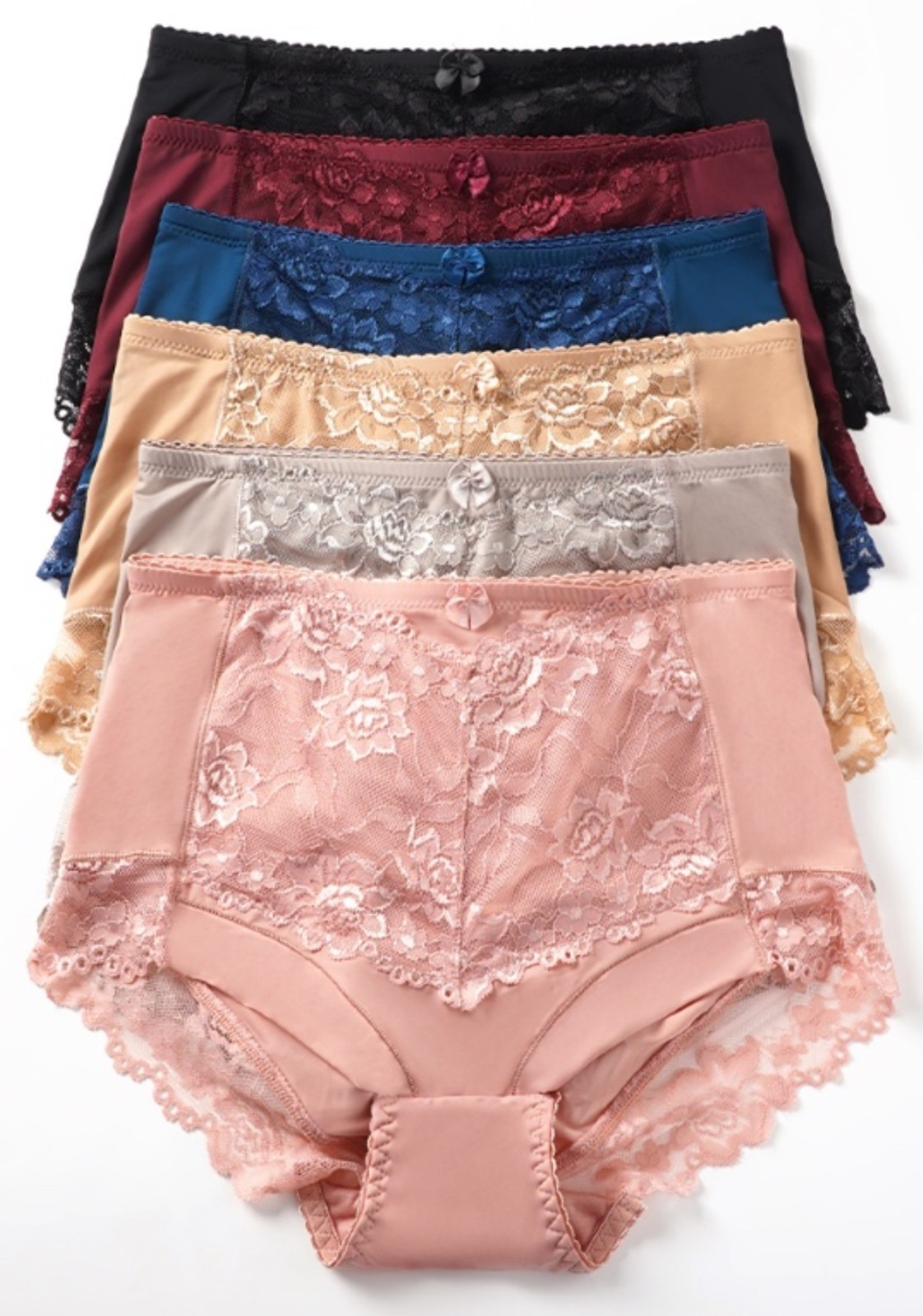 Pack of 4 High Waisted Briefs Tummy Control Girdles Lace Shaper Panties 76 S-2XL