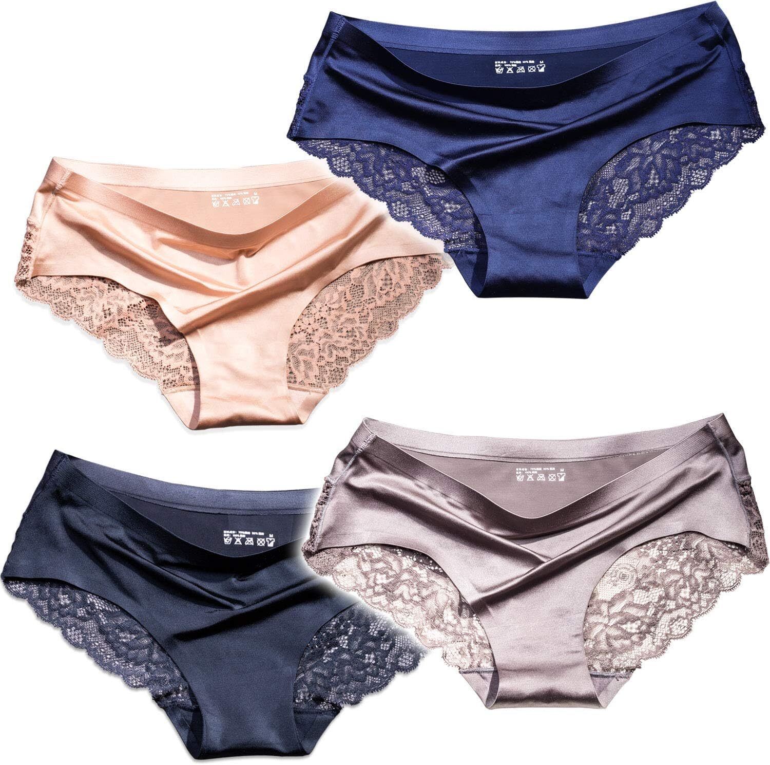 Sexy Lace Underwear for Women Frozen Silk Small, 4-pack Fashion Assorted