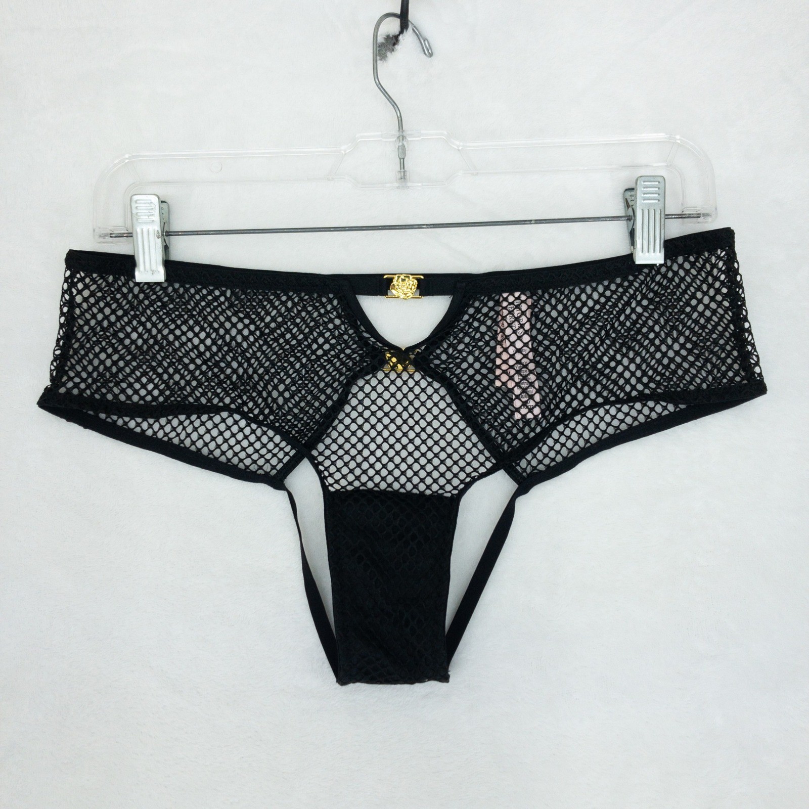 Victoria’s Secret Very Sexy Open Back Fishnet Cheeky Panty Womens Medium Black